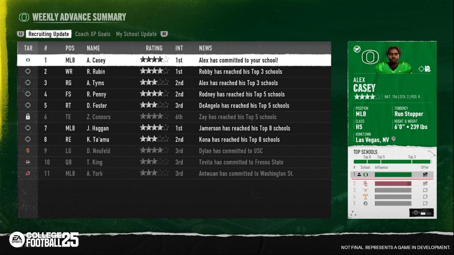 EA Sports College Football 25 Dynasty Mode Recruiting