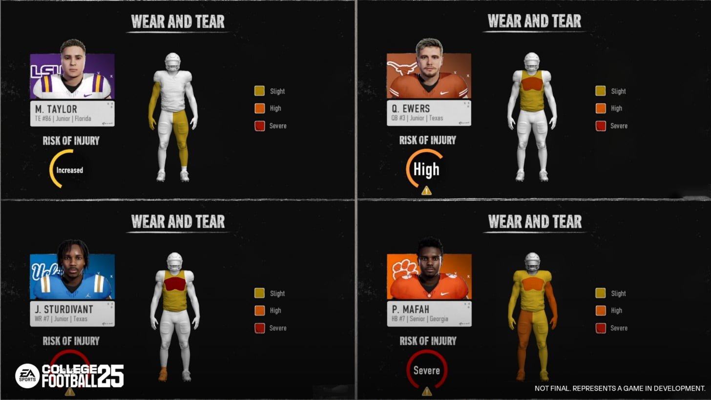 First Gameplay of EA Sports College Football 25 Wear and Tear