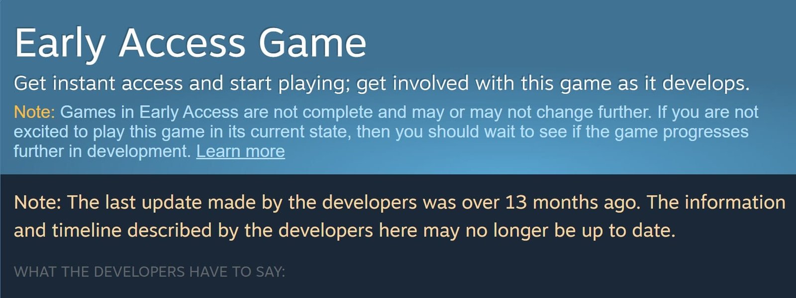 Steam Now Issues Warnings for Abandoned Early Access Games