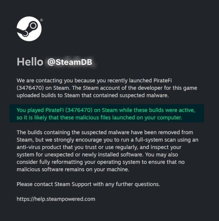 Steam Caught Off Guard With PirateFi Malware Game Invading Store
