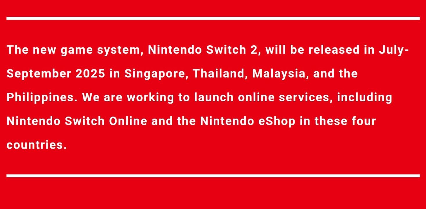 Nintendo Switch 2 Southeast Asia