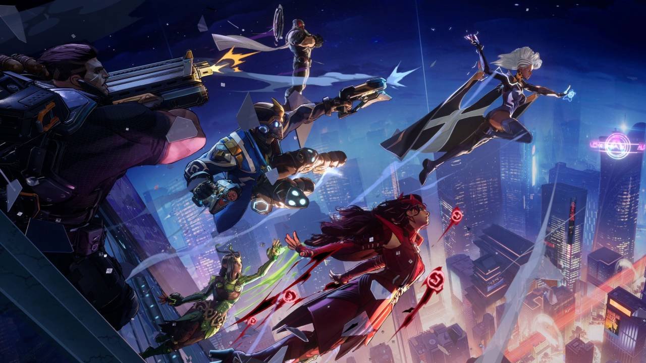 Marvel Rivals promotional art featuring iconic heroes in battle