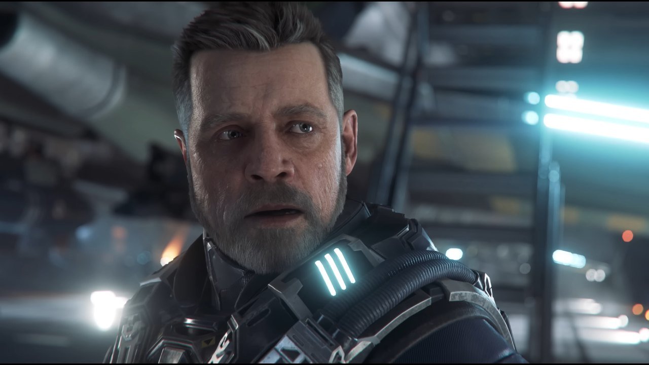Promotional image featuring Mark Hamill’s character in Squadron 42