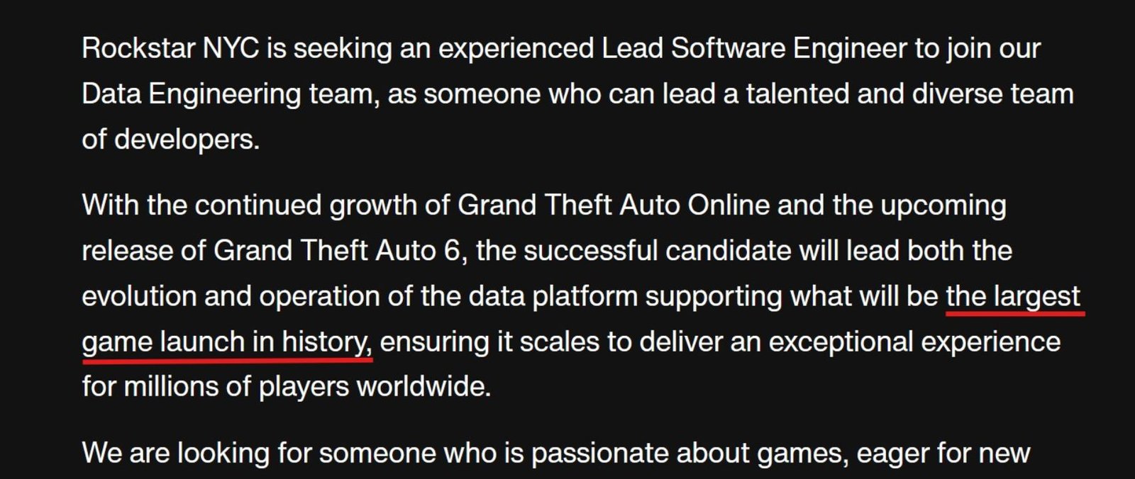 GTA VI job listing