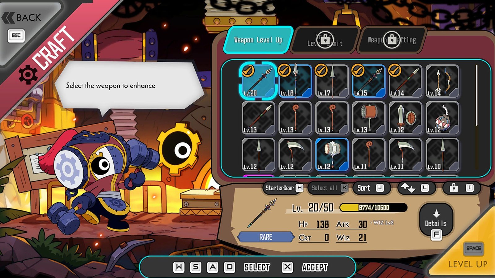 Ratatan weapon upgrades