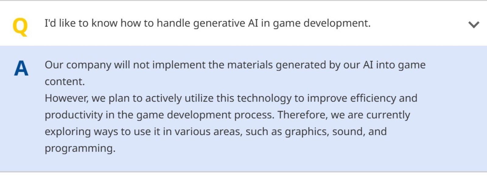 Capcom policy on AI use