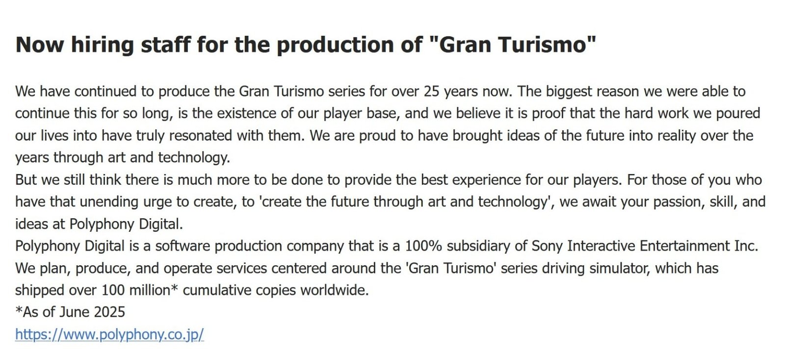 Gran Turismo 8 jobs