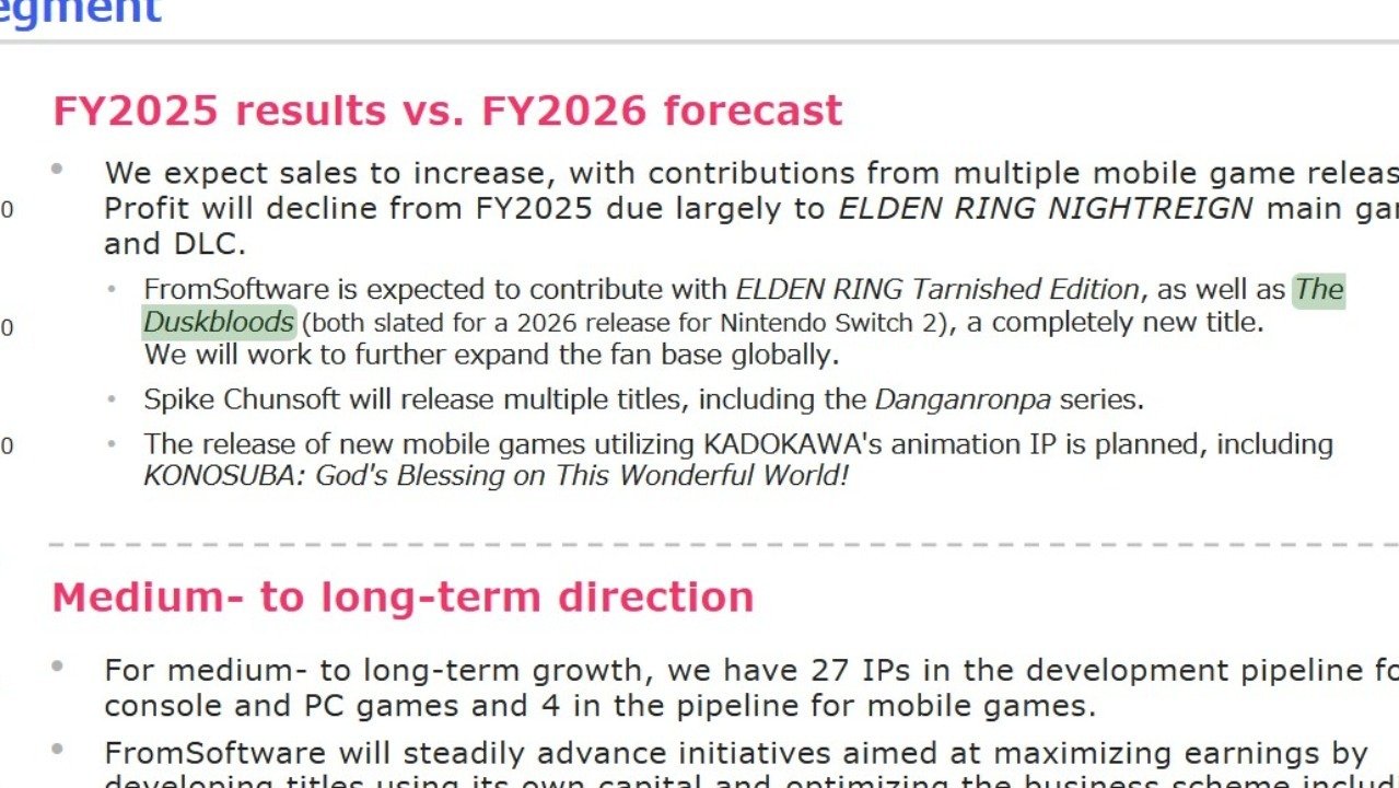 Kadokawa Confirms The Duskbloods Is Still Scheduled for 2026