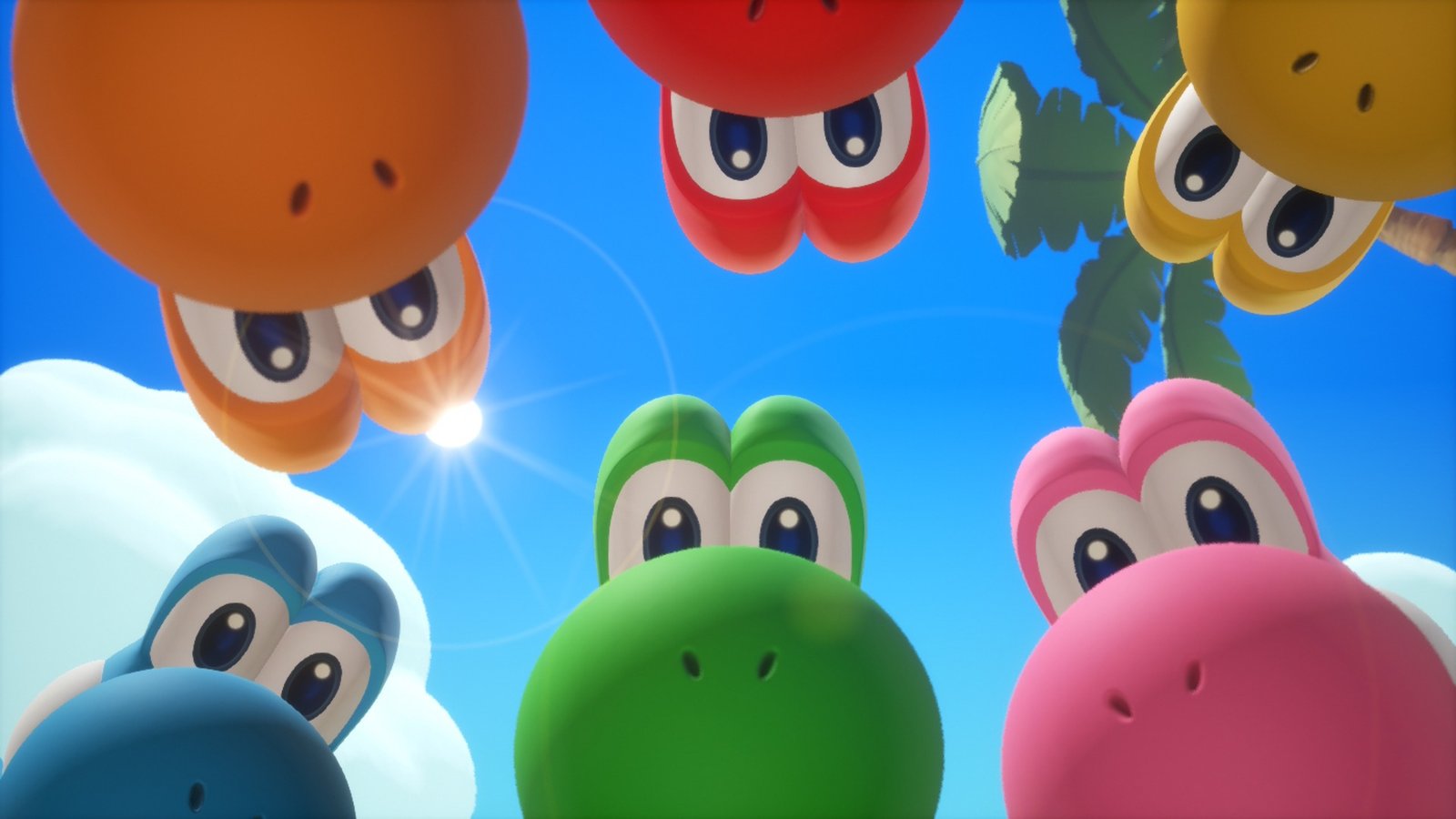 A herd of Yoshis in Yoshi and the Mysterious Book
