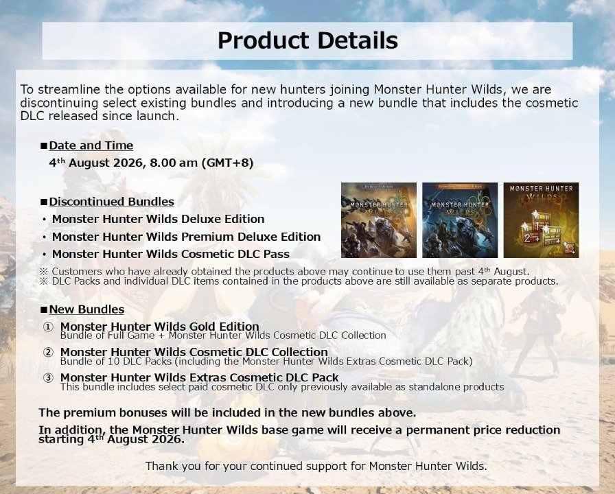 Monster Hunter Wilds Price Cut Begins on August 4