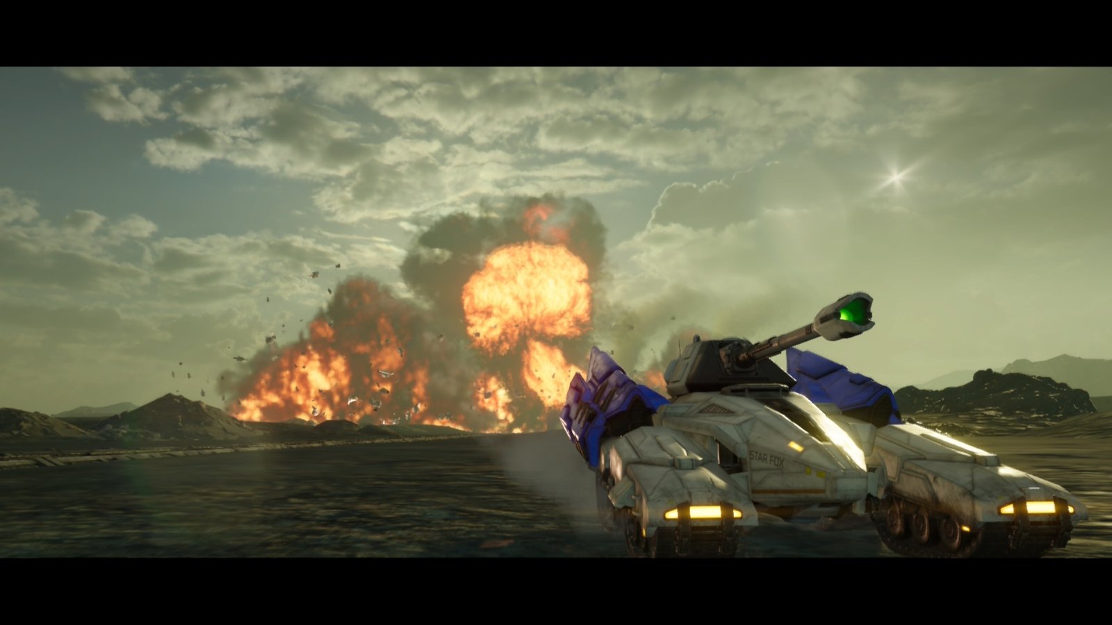 The Landmaster destroying the Forever Train in Star Fox