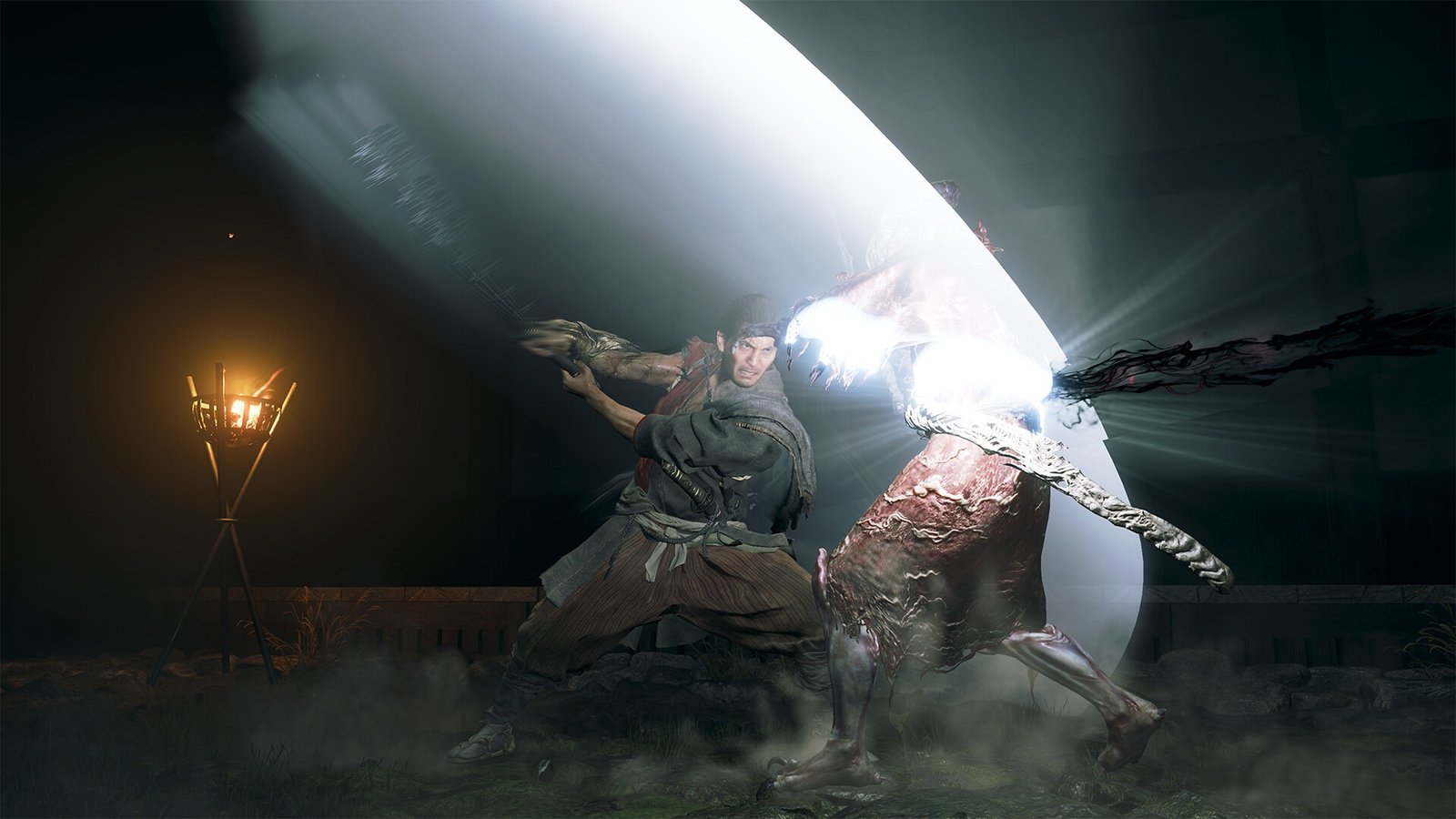 Musashi Miyamoto slicing Genma in Onimusha: Way of the Sword